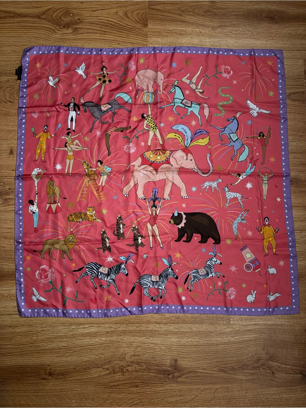 Karen Mabon Silk Circus Print Square Scarf